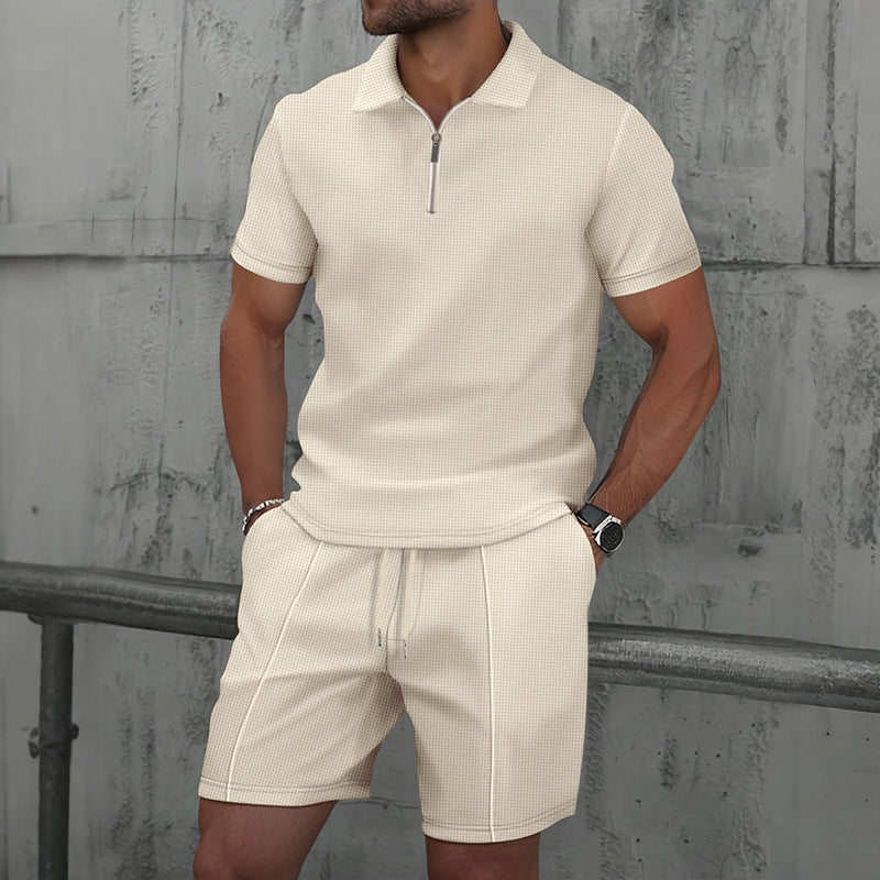 Completo uomo, polo con zip e shorts