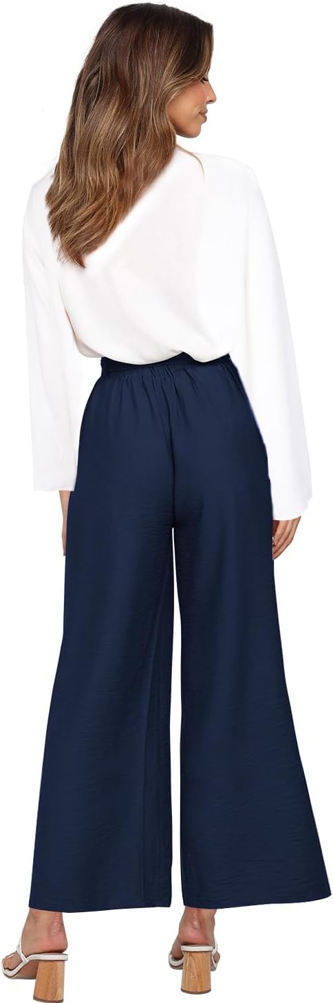 Donne 2 pezzi tuta casual manica lunga canotta pantaloni a vita alta top con scollo a V e pantaloni a larga gamba