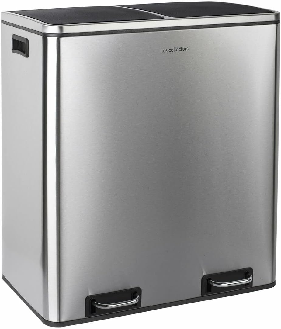 Les Collectors N°904 Pattumiera per raccolta differenziata, Capacità 2x30L,Chiusura silenziosa,Secchi interni rimovibili,Pratico, Resistente,Design elegante