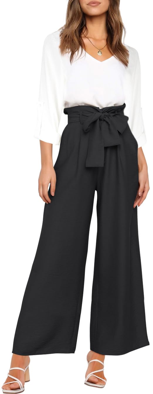 Donne 2 pezzi tuta casual manica lunga canotta pantaloni a vita alta top con scollo a V e pantaloni a larga gamba
