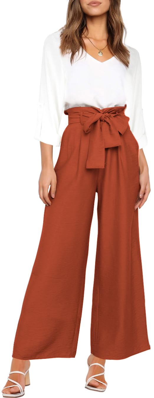 Donne 2 pezzi tuta casual manica lunga canotta pantaloni a vita alta top con scollo a V e pantaloni a larga gamba