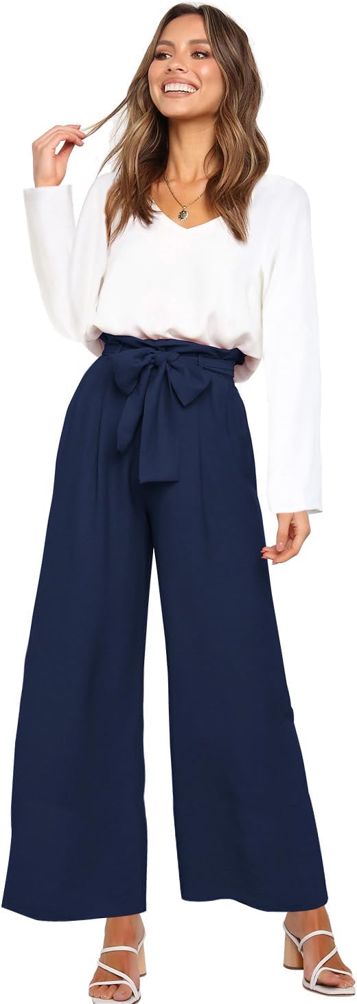 Donne 2 pezzi tuta casual manica lunga canotta pantaloni a vita alta top con scollo a V e pantaloni a larga gamba