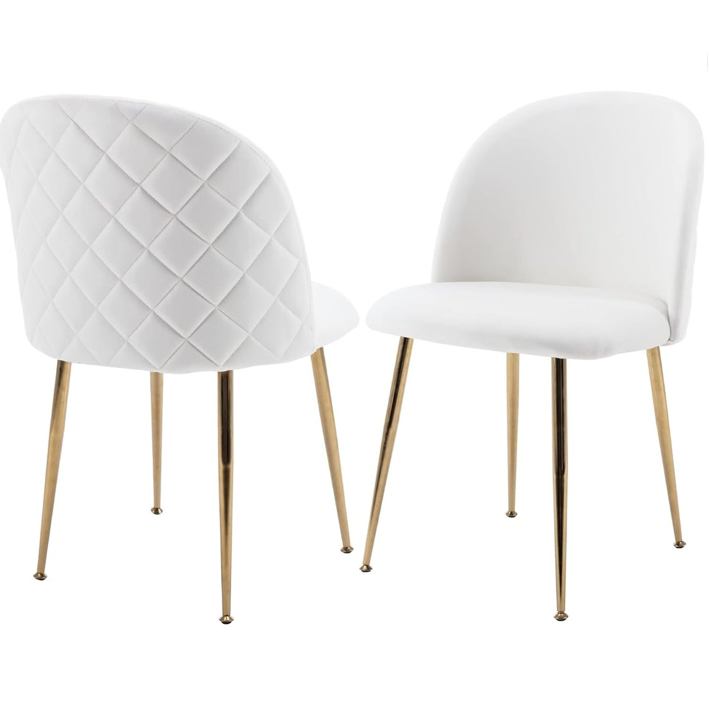 Set 4 pezzi Sedie Velluto Sala da Pranzo Moderne Sedie Cucina Beige Sedie Imbottite con Alto Schienale per Camera da Letto Soggiorno Gambe in d'Oro Metallo Regolabili