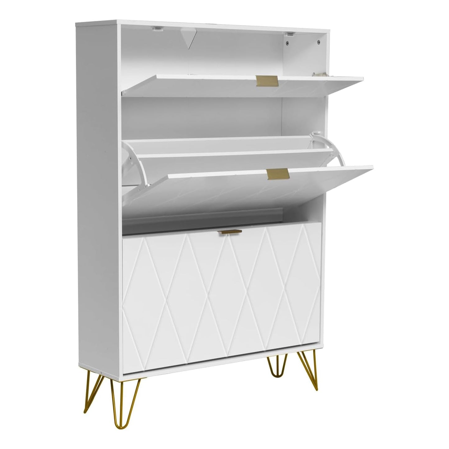 UEV Scarpiera Salvaspazio Slim in Legno Ingegnerizzato, Scarpiera Ingresso da Portascarpe con 3 Ante a Ribalta, Porta Scarpe per 16 Paia, 80 x 24 x 120 cm, Blu