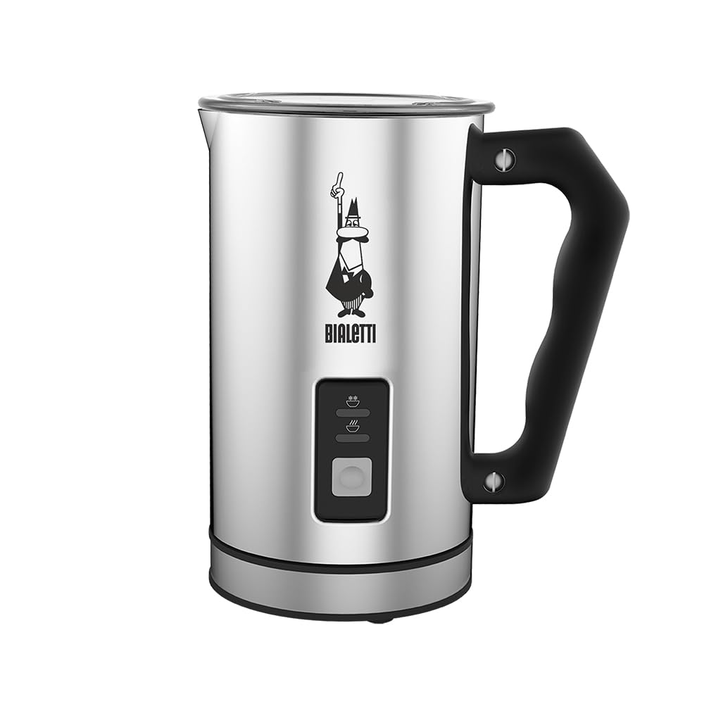 Bialetti Milk Frother Elettrico, Montalatte per Cappuccino, Capacità 150 Ml Cappuccino O 300 Ml Latte Caldo, Bianco