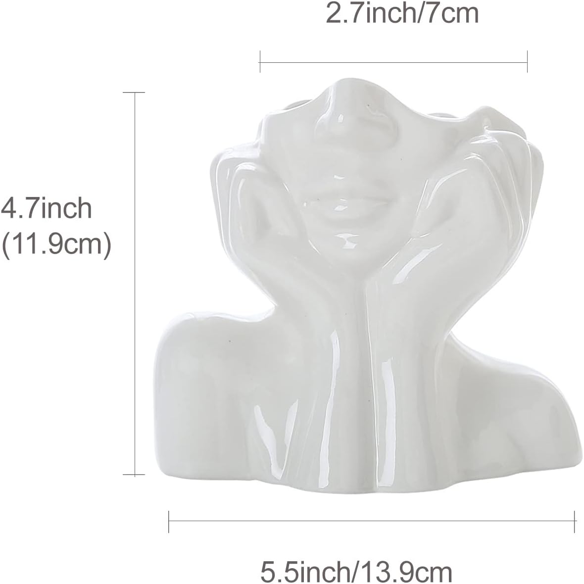 CEMABT Vaso per il viso, vaso per la scrivania, vaso per il corpo in ceramica a forma femminile ideale per la scaffalatura, decorazione moderna da tavolo, semi-faccia vaso (stile-C)