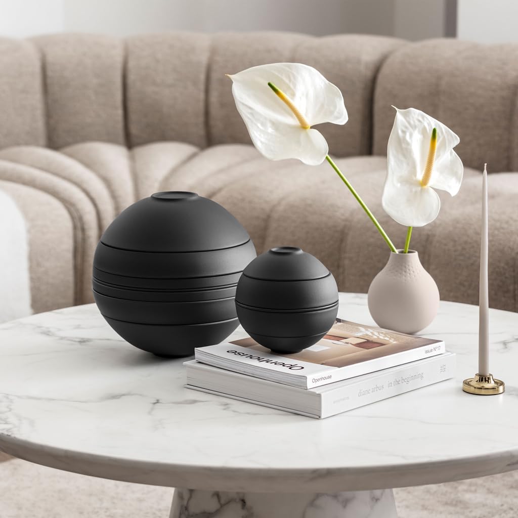 Villeroy & Boch - La Boule Black, set da tavola 7 pezzi per due persone, Porcellana Premium