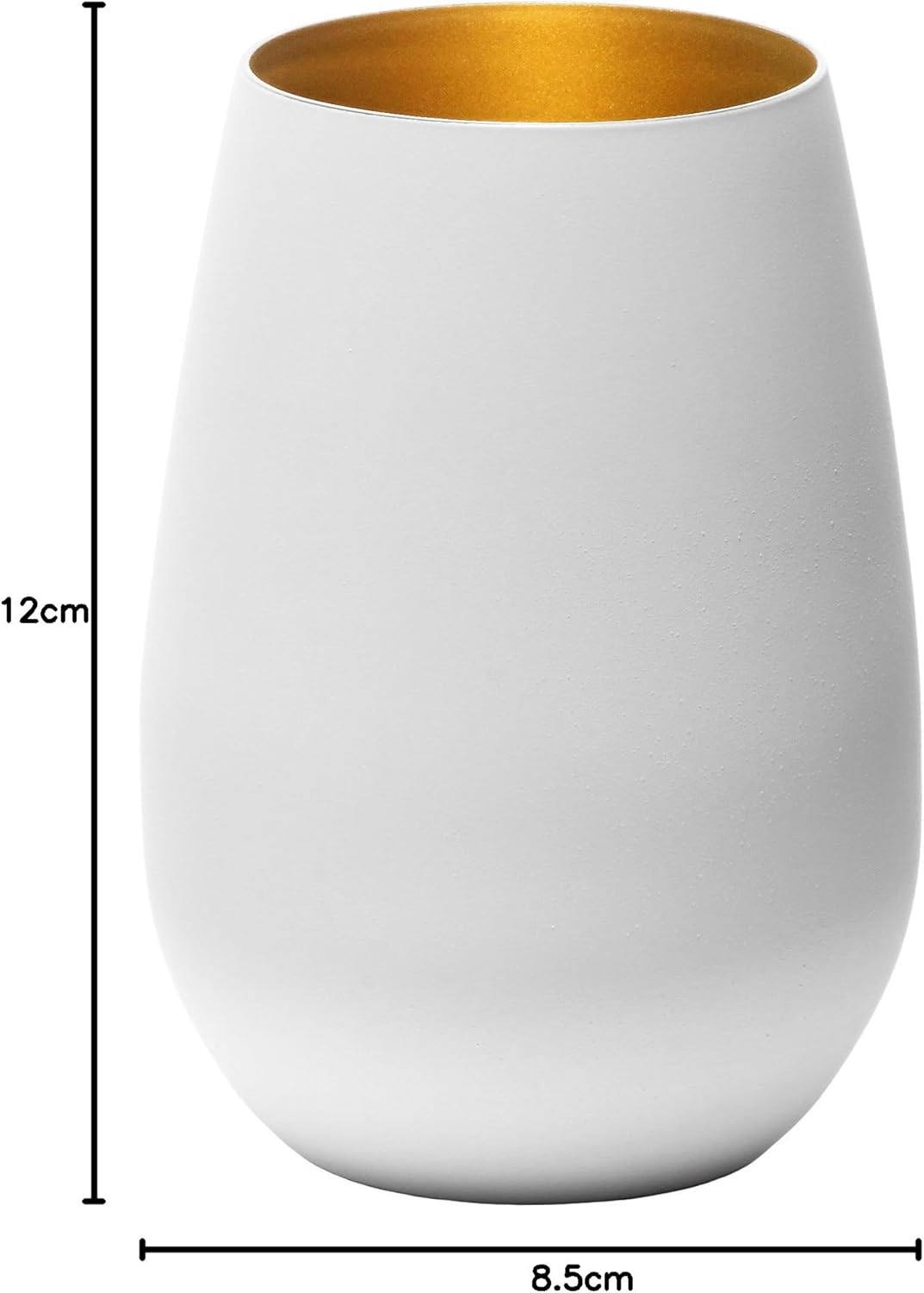 Stölzle Lausitz ELEMENTS Serie Olympic - Bicchieri per acqua, Cristallo senza piombo, 465 ml, Bianco Opaco/Oro, Set da 6