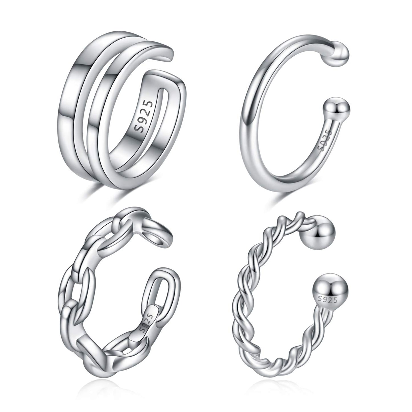 CHIC & ARTSY Orecchini Ear Cuff Orecchini in argento Cuff Wrap Orecchini con cartilagine Piccoli orecchini a clip non forati Gioielli per donne