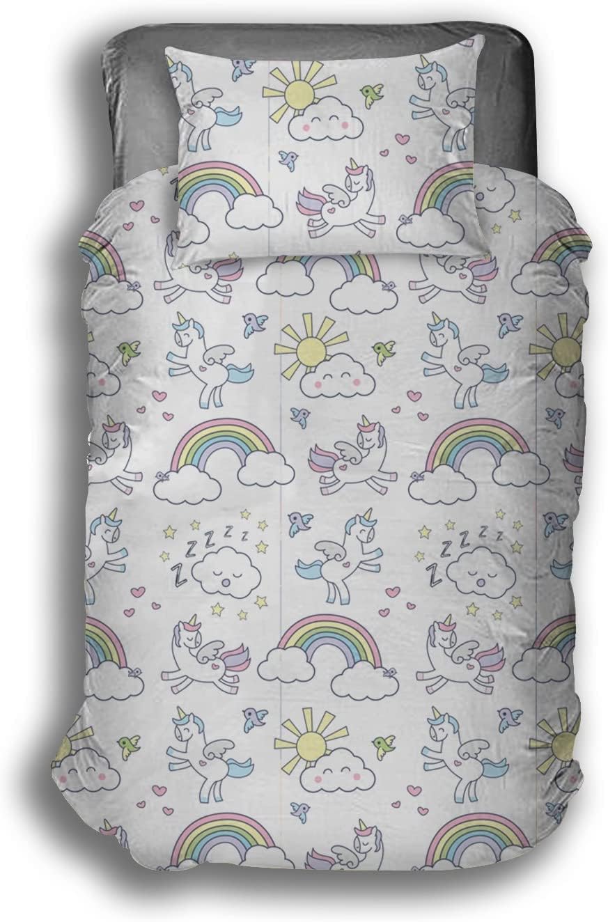 Zappi Co Set copripiumino singolo con unicorno (200 x 135 cm) e federa (48 x 74 cm), perfetto per letti da bambina, motivo: castello delle fate