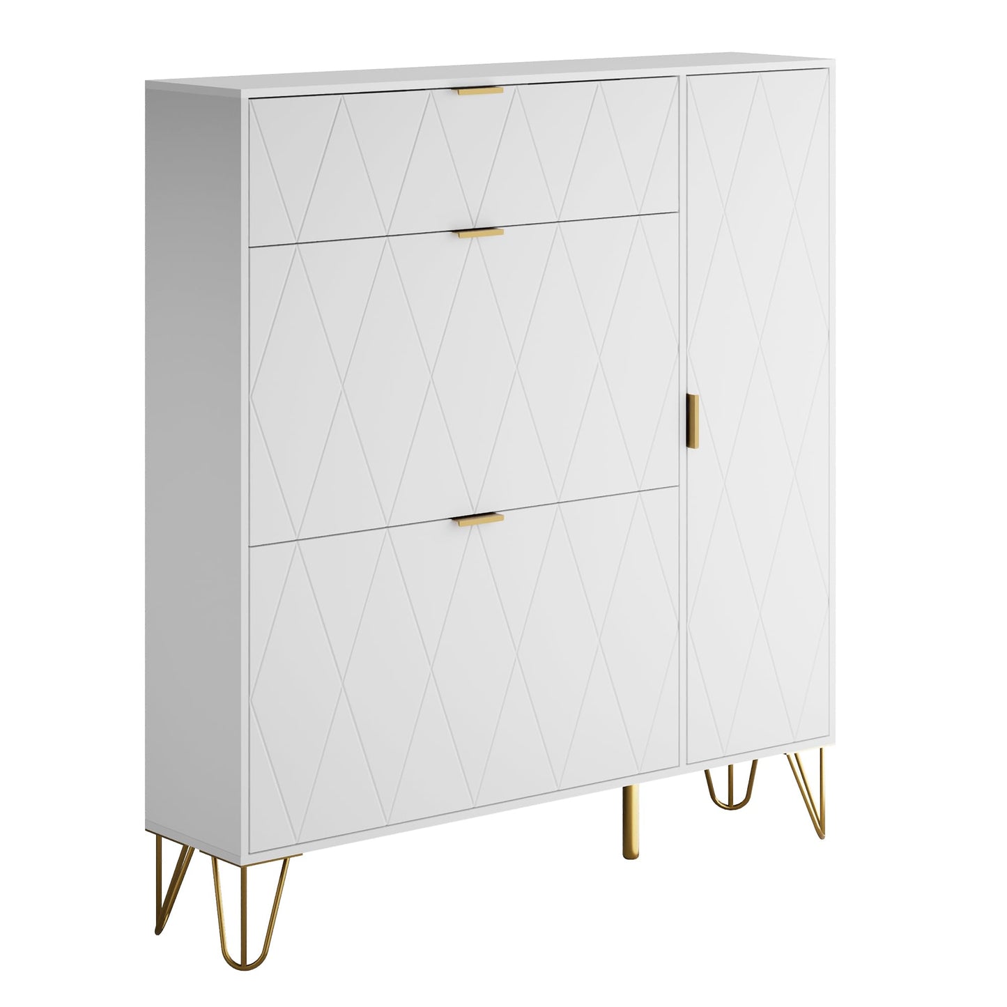UEV Scarpiera Salvaspazio Slim in Legno Ingegnerizzato, Scarpiera Ingresso da Portascarpe con 3 Ante a Ribalta, Porta Scarpe per 16 Paia, 80 x 24 x 120 cm, Blu