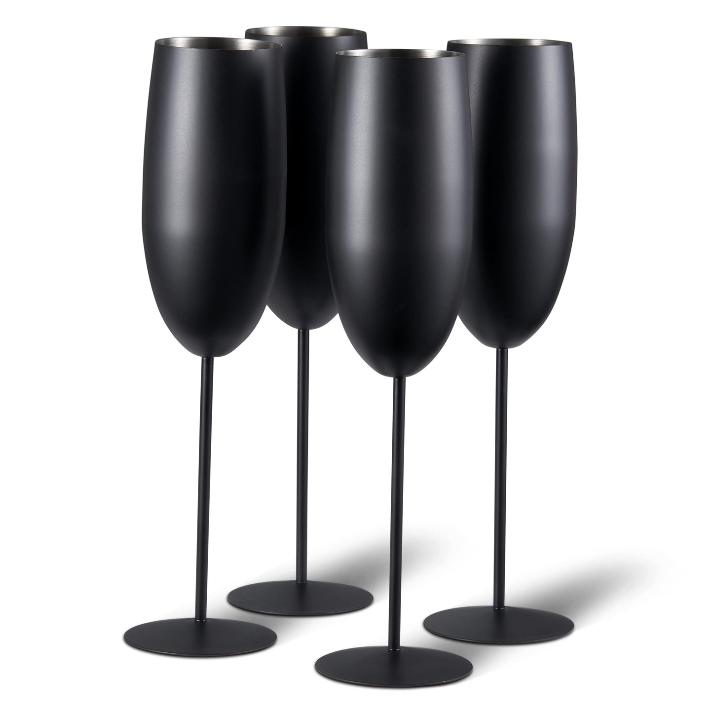 Oak & Steel - 4 Eleganti Calici da Champagne, 285 ml. In Acciaio Inossidabile Dorato - Ideale al Chiuso o All'aperto in Giardino, in Spiaggia, a Picnic, Barbecue, Campeggio e Gite in Barca