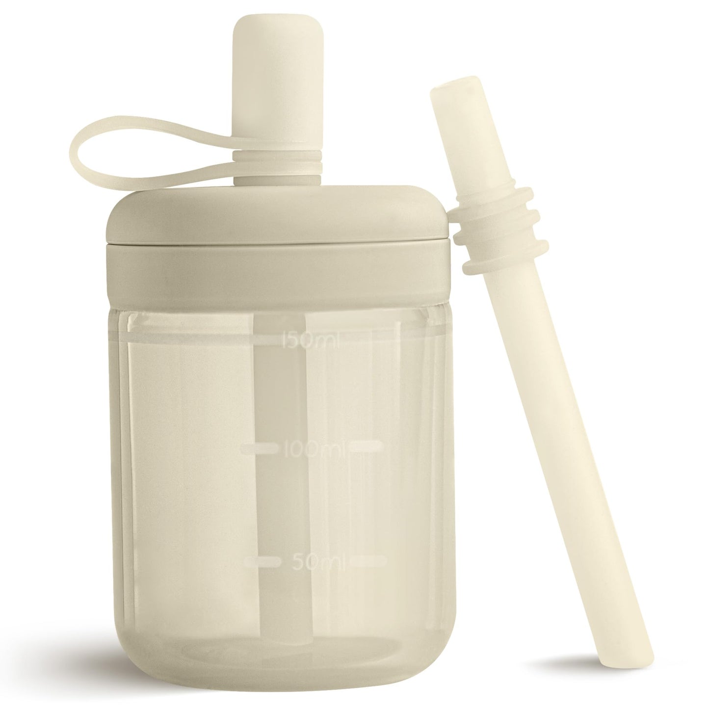 Moonkie Borraccia con Cannuccia, Bicchiere Antigoccia Bambini Silicone, Bicchiere con Cannuccia, Tazza con Cannuccia senza BPA, per Lavastoviglie, 6 Mesi+, 5oz(Argilla rossa/Avorio)