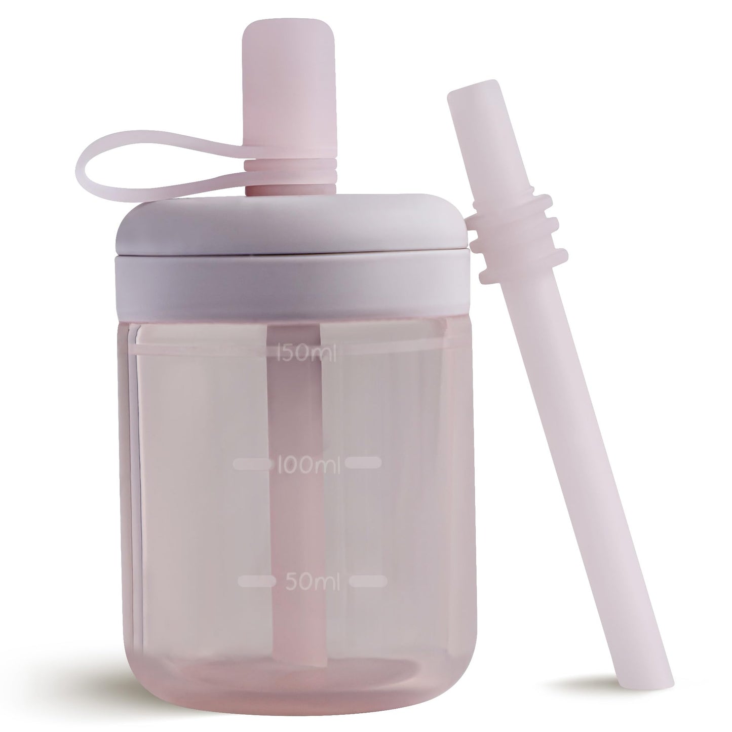 Moonkie Borraccia con Cannuccia, Bicchiere Antigoccia Bambini Silicone, Bicchiere con Cannuccia, Tazza con Cannuccia senza BPA, per Lavastoviglie, 6 Mesi+, 5oz(Argilla rossa/Avorio)
