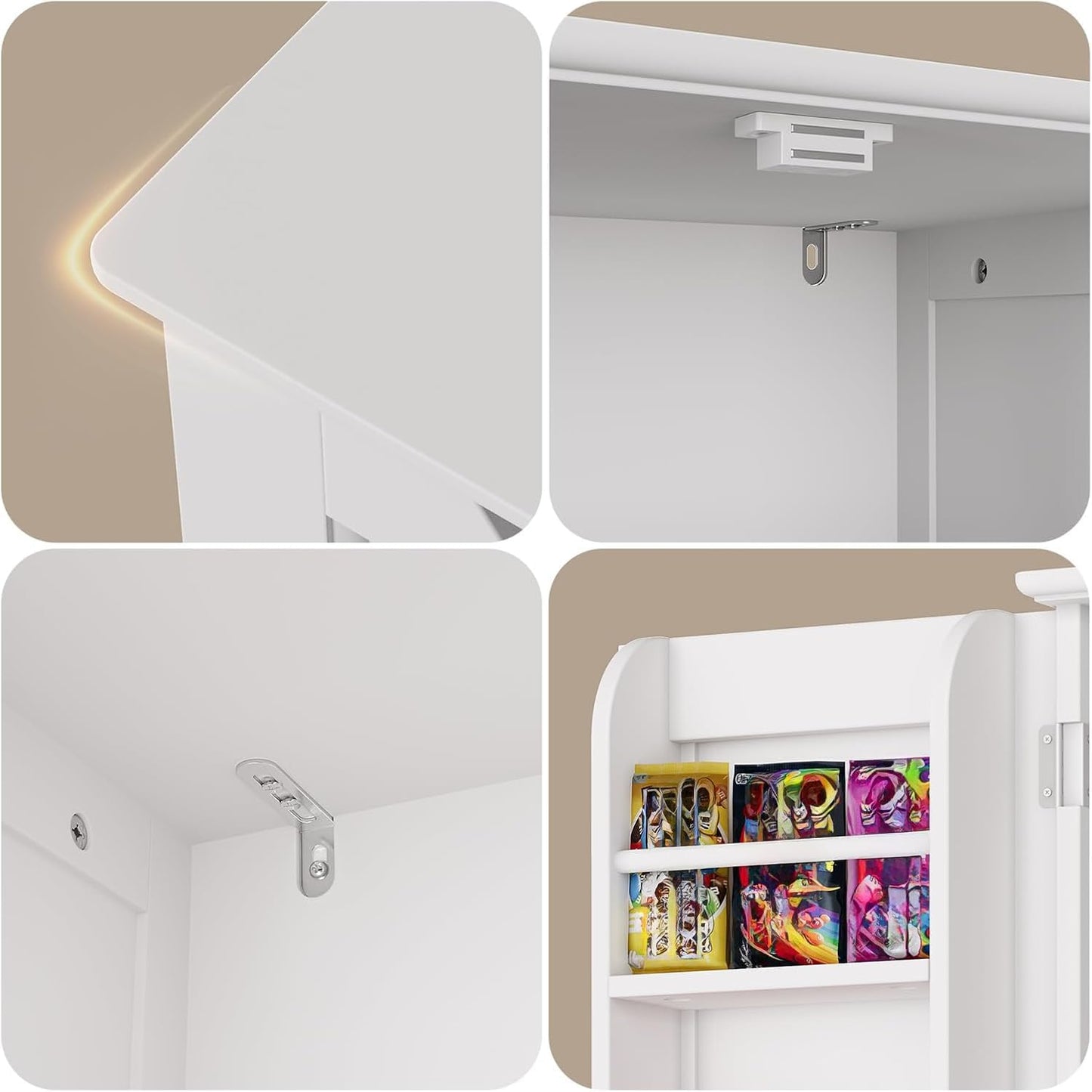 Bealife Credenza Armadio da Cucina, Armadio da Cucina con 2 Cassetti e 2 Ante, Mobile da Cucina Indipendente per la Cucina Bianco