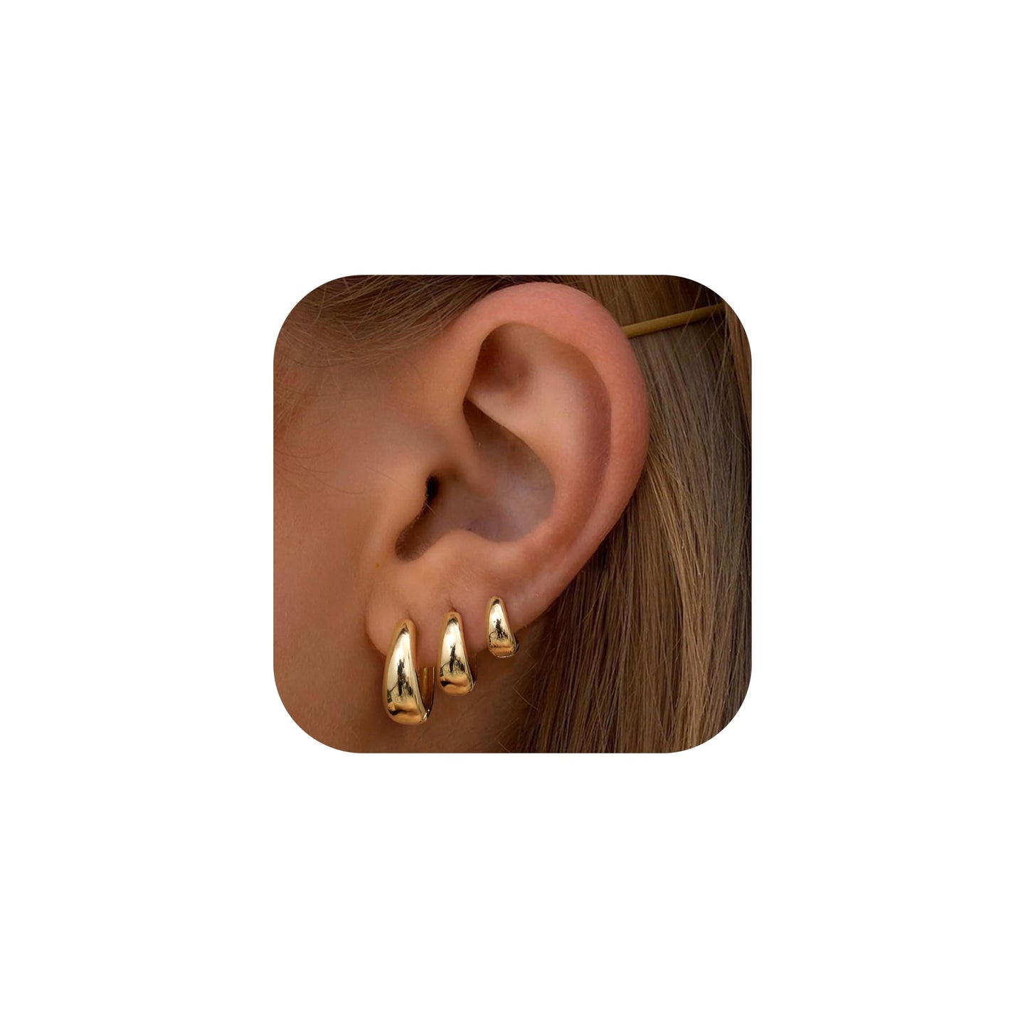 Chriscoco 3 Paia Orecchini Cerchio Donna Orecchini Cerchio Oro Placcato 14K Orecchini Cerchio Argento Ipoallergenico Orecchini a Cerchio Piccoli per Fori Multipli