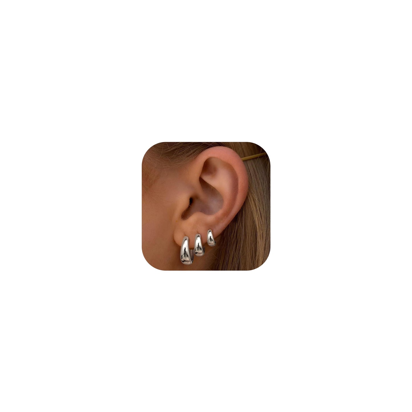 Chriscoco 3 Paia Orecchini Cerchio Donna Orecchini Cerchio Oro Placcato 14K Orecchini Cerchio Argento Ipoallergenico Orecchini a Cerchio Piccoli per Fori Multipli