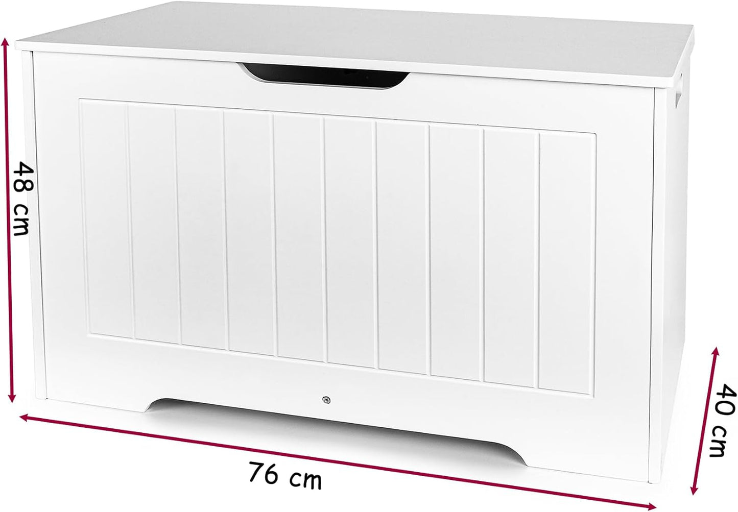 leomark Contenitore porta giochi per bambini - DECORIA, Mobili per camera dei bambini oppure scuola materna, Cassapanca Bianco, Dimensioni: 76 x 40 x 48 cm (altezza).