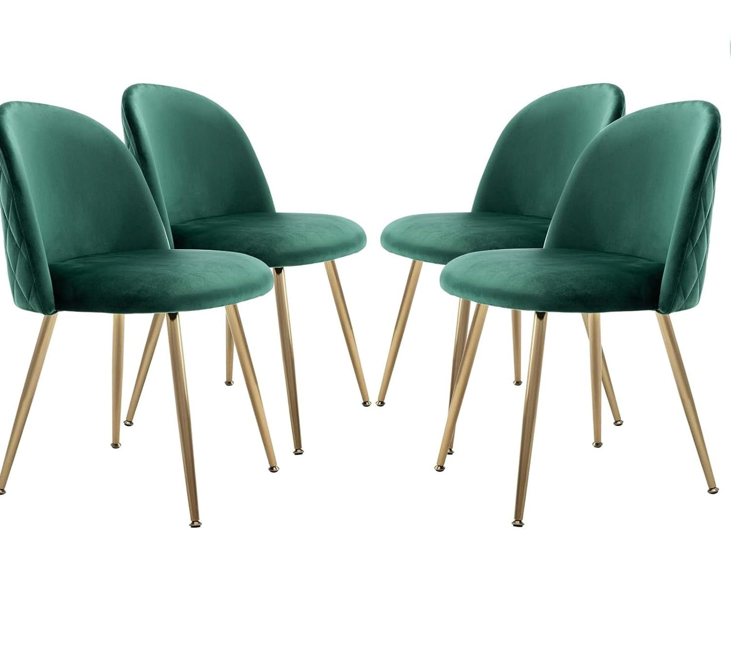 Set 4 pezzi Sedie Velluto Sala da Pranzo Moderne Sedie Cucina Beige Sedie Imbottite con Alto Schienale per Camera da Letto Soggiorno Gambe in d'Oro Metallo Regolabili