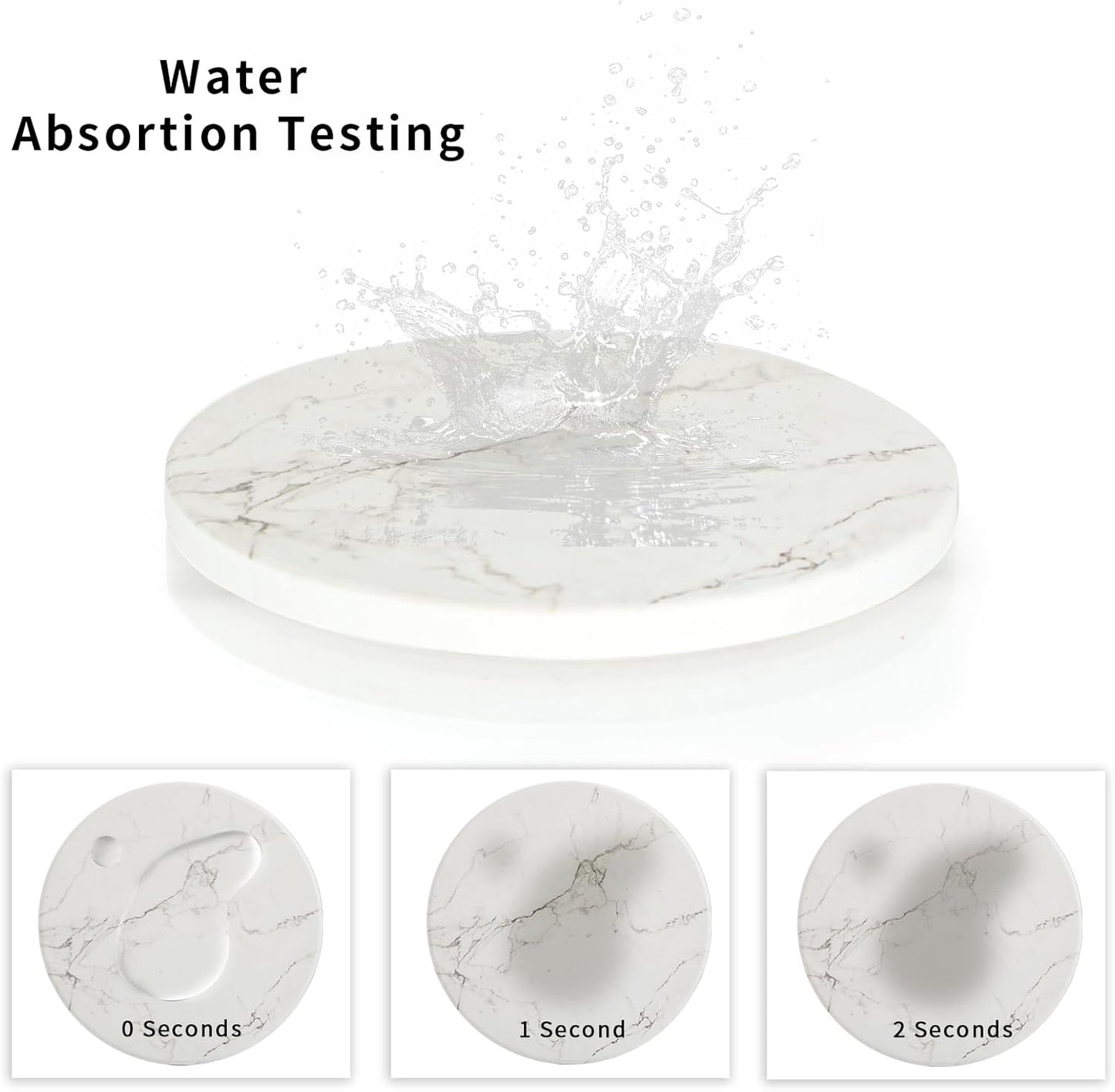 Sottobicchieri Con Supporto - Set Di 6 Sottobicchieri Ceramica - Absorbants Coasters Fondo Antiscivolo - Assorbimento Rapido Dell’Acqua - Motivo Marmo