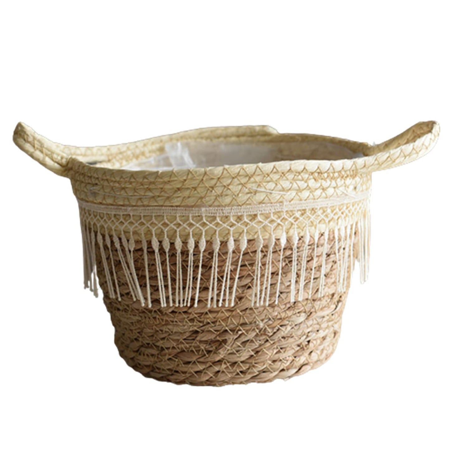Vaso in rattan con cesto di paglia naturale, fioriere intrecciate a mano, fioriere per vasi da fiori, contenitori per vasi da fiori, cesti fatti a mano per fiori