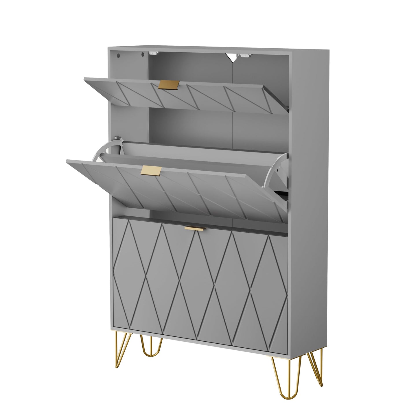 UEV Scarpiera Salvaspazio Slim in Legno Ingegnerizzato, Scarpiera Ingresso da Portascarpe con 3 Ante a Ribalta, Porta Scarpe per 16 Paia, 80 x 24 x 120 cm, Blu