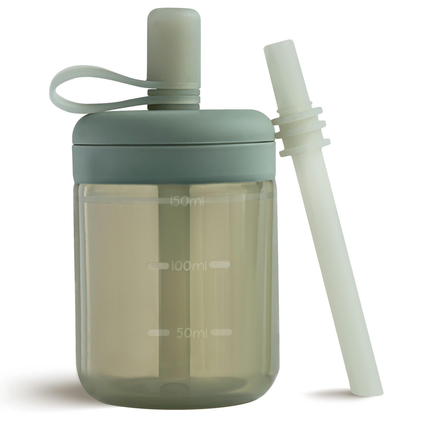 Moonkie Borraccia con Cannuccia, Bicchiere Antigoccia Bambini Silicone, Bicchiere con Cannuccia, Tazza con Cannuccia senza BPA, per Lavastoviglie, 6 Mesi+, 5oz(Argilla rossa/Avorio)
