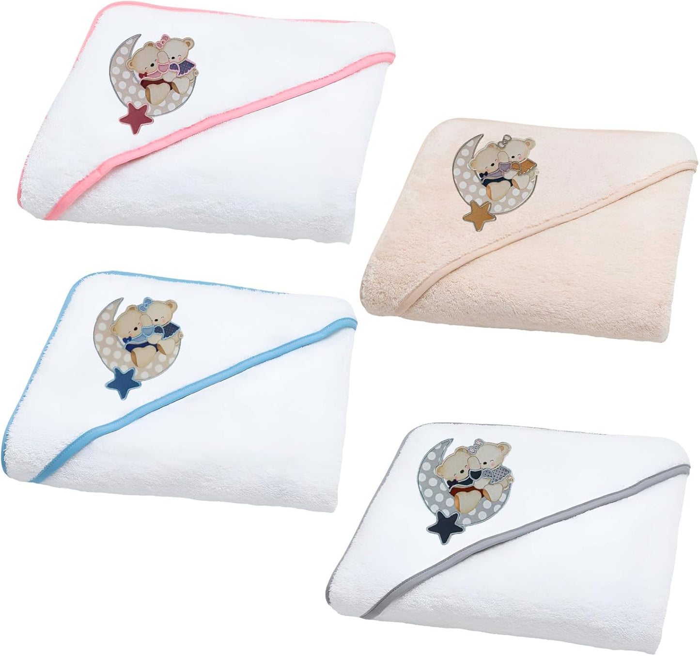 Mantello da bagno con cappuccio in spugna 100% cotone, misura 100 cm x 100 cm, asciugamano per bambino con cappuccio per bambini piccoli, morbido e assorbente con un design amorevole, colore: