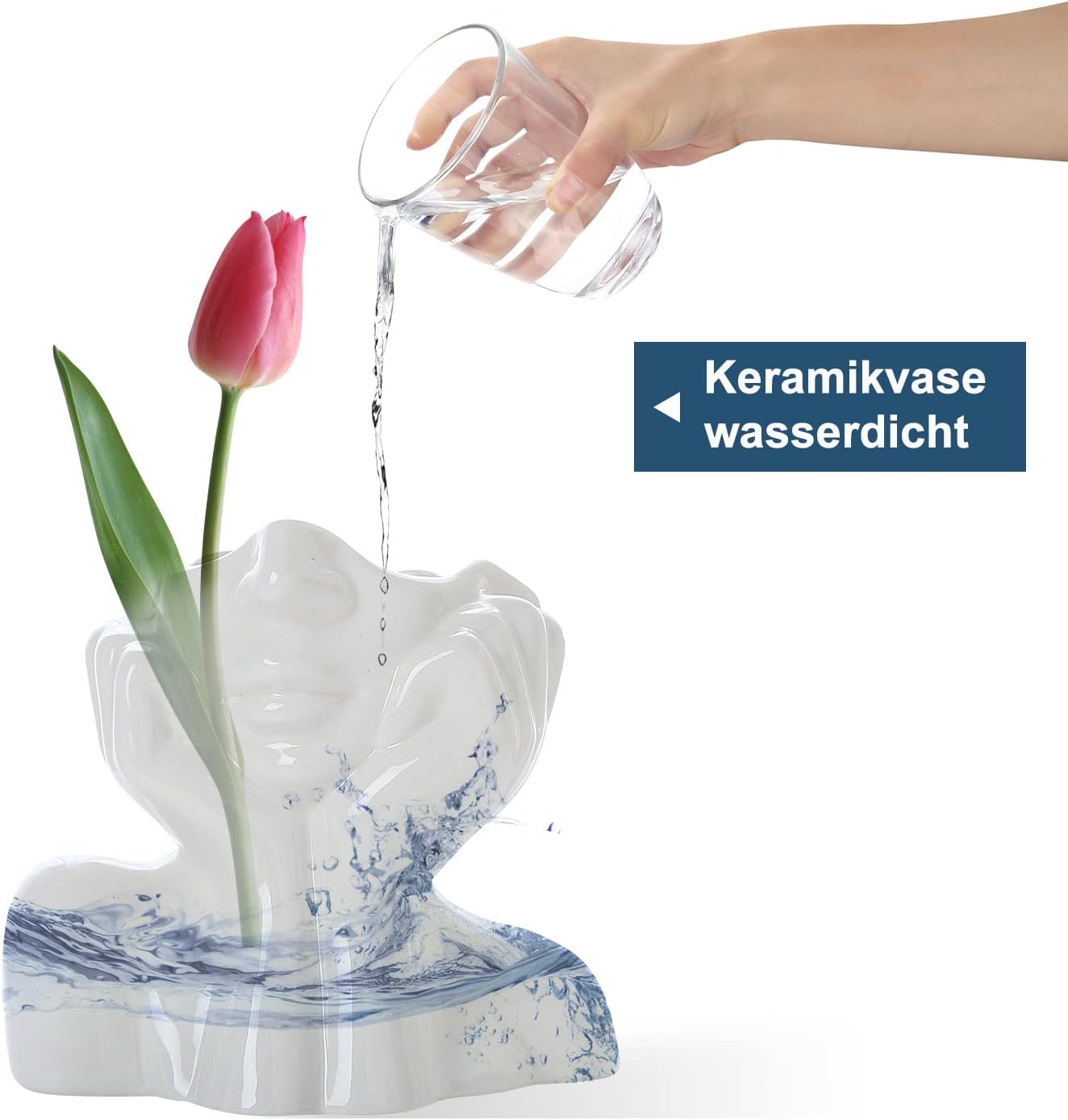 CEMABT Vaso per il viso, vaso per la scrivania, vaso per il corpo in ceramica a forma femminile ideale per la scaffalatura, decorazione moderna da tavolo, semi-faccia vaso (stile-C)