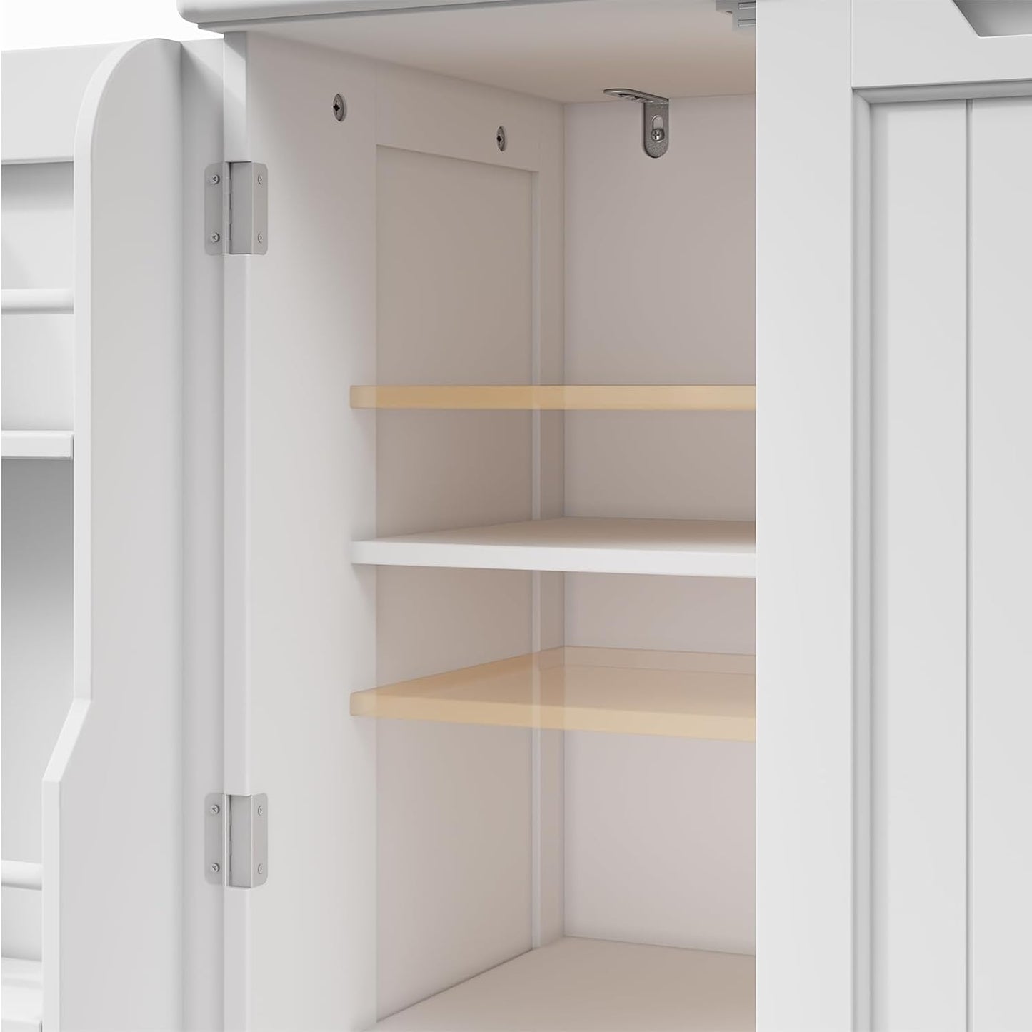 Bealife Credenza Armadio da Cucina, Armadio da Cucina con 2 Cassetti e 2 Ante, Mobile da Cucina Indipendente per la Cucina Bianco
