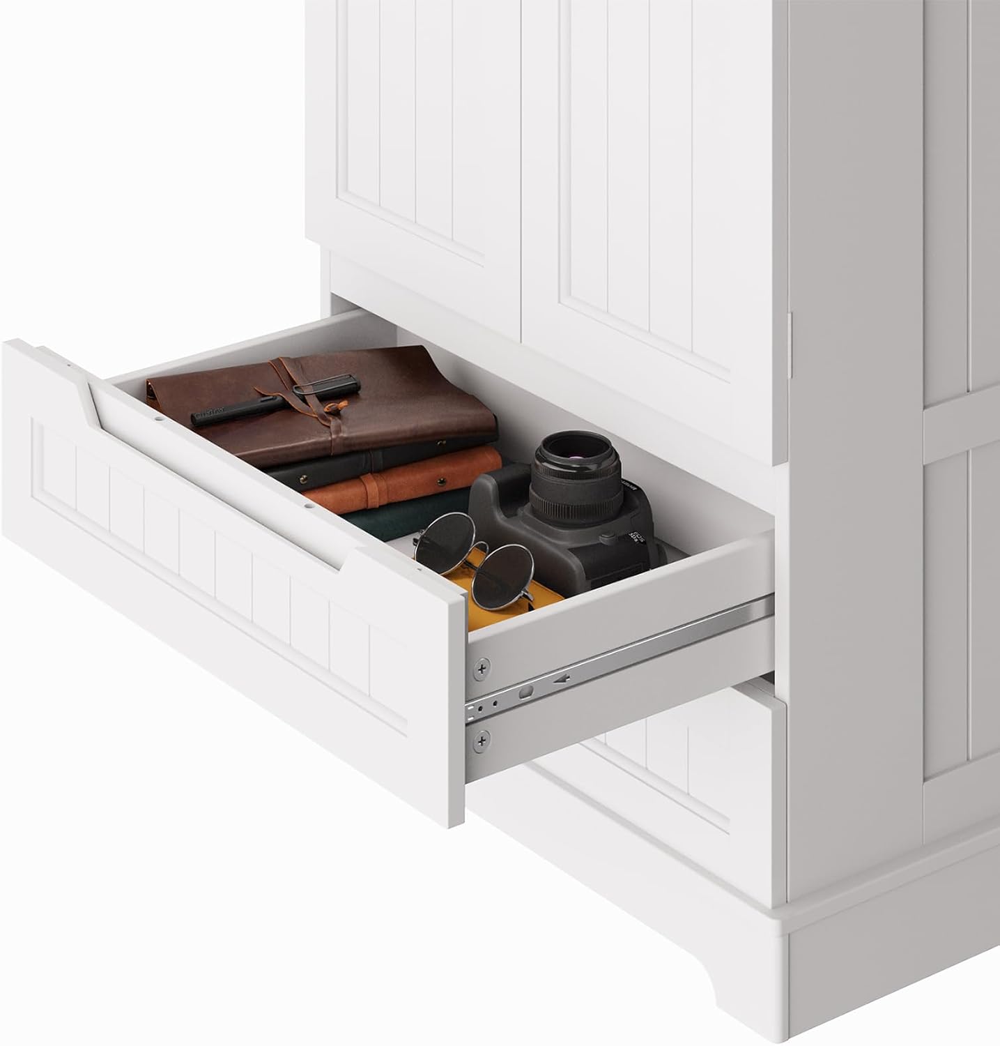 Bealife Credenza Armadio da Cucina, Armadio da Cucina con 2 Cassetti e 2 Ante, Mobile da Cucina Indipendente per la Cucina Bianco