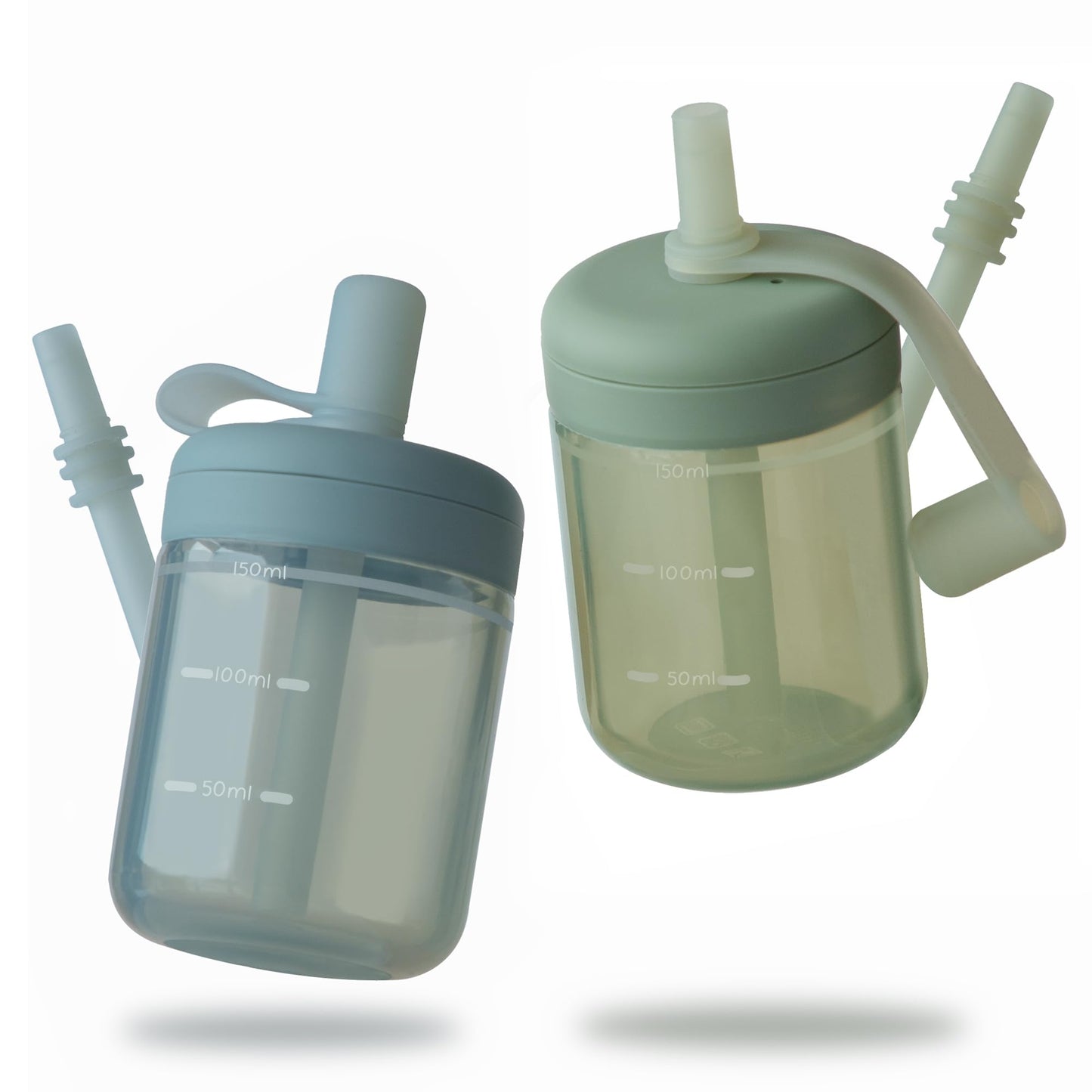Moonkie Borraccia con Cannuccia, Bicchiere Antigoccia Bambini Silicone, Bicchiere con Cannuccia, Tazza con Cannuccia senza BPA, per Lavastoviglie, 6 Mesi+, 5oz(Argilla rossa/Avorio)