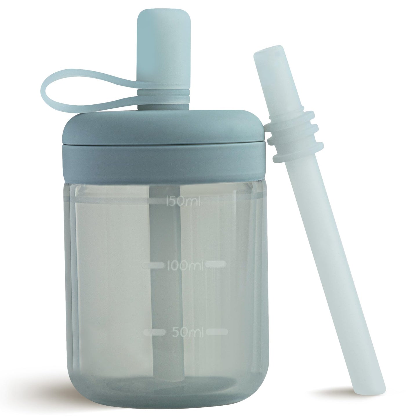 Moonkie Borraccia con Cannuccia, Bicchiere Antigoccia Bambini Silicone, Bicchiere con Cannuccia, Tazza con Cannuccia senza BPA, per Lavastoviglie, 6 Mesi+, 5oz(Argilla rossa/Avorio)