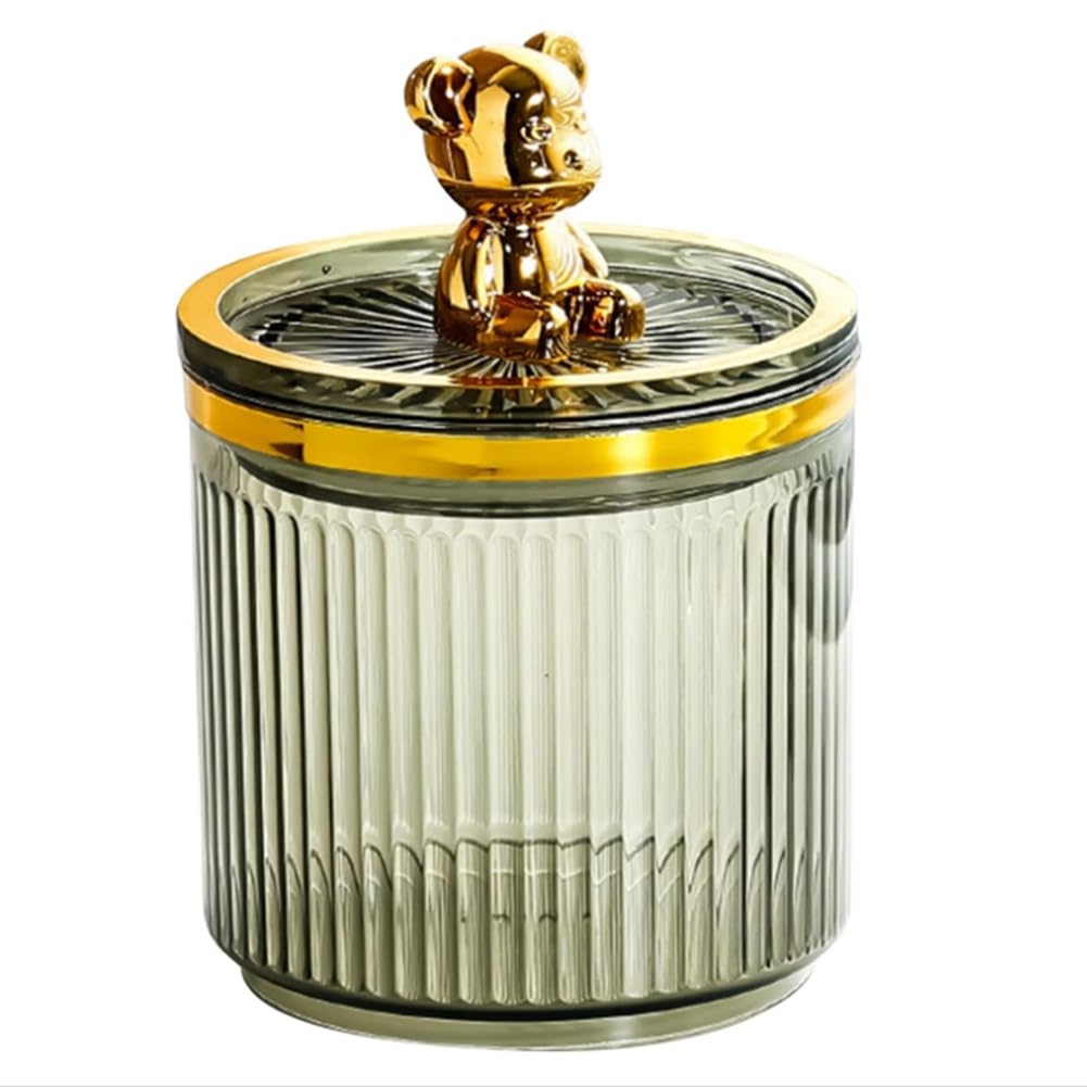 Yopeissn Scatola Portaoggetti per Cotton Fioc Scatola Portaoggetti in Acrilico Simpatico Orsetto Porta Batuffoli di Cotone Organizzatore per Trucchi Scatola per Cotton Fioc Resistente 9 X 9 X 13,5 cm