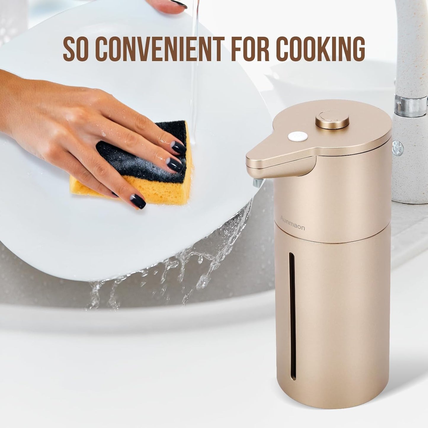 Dispenser automatico di sapone, Simplicity 15, 354,4 g, per cucina e bagno, senza contatto, mani libere, oro
