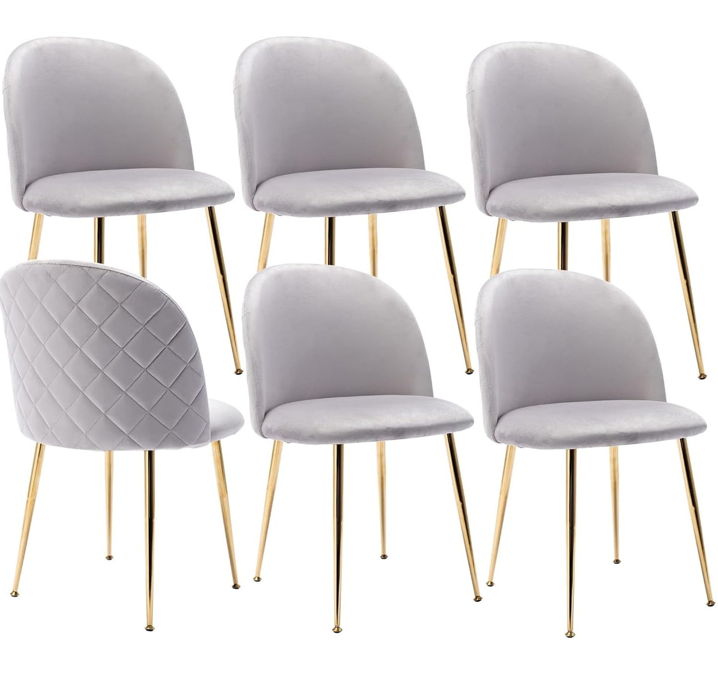 Set 4 pezzi Sedie Velluto Sala da Pranzo Moderne Sedie Cucina Beige Sedie Imbottite con Alto Schienale per Camera da Letto Soggiorno Gambe in d'Oro Metallo Regolabili