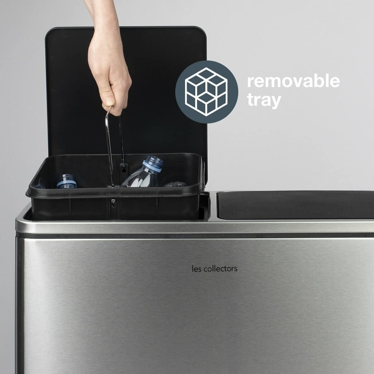 Les Collectors N°904 Pattumiera per raccolta differenziata, Capacità 2x30L,Chiusura silenziosa,Secchi interni rimovibili,Pratico, Resistente,Design elegante