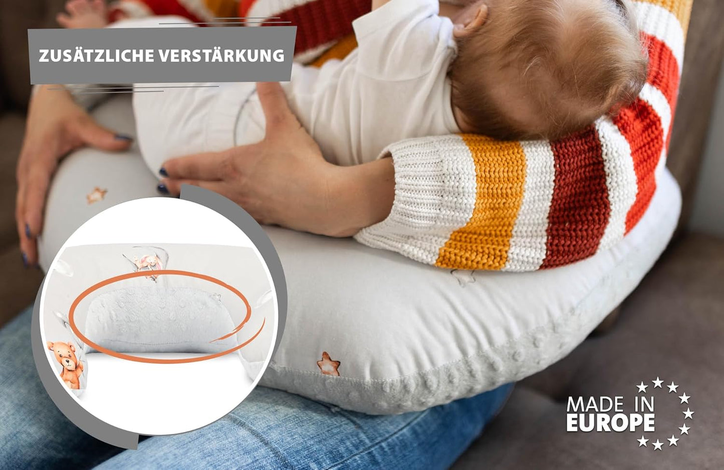 Cuscino allattamento e gravidanza Basic 130 cm - cuscini neonato per allattare e dormire accessori per mamma y bebe lavabile e multifunzione Orsacchiotti