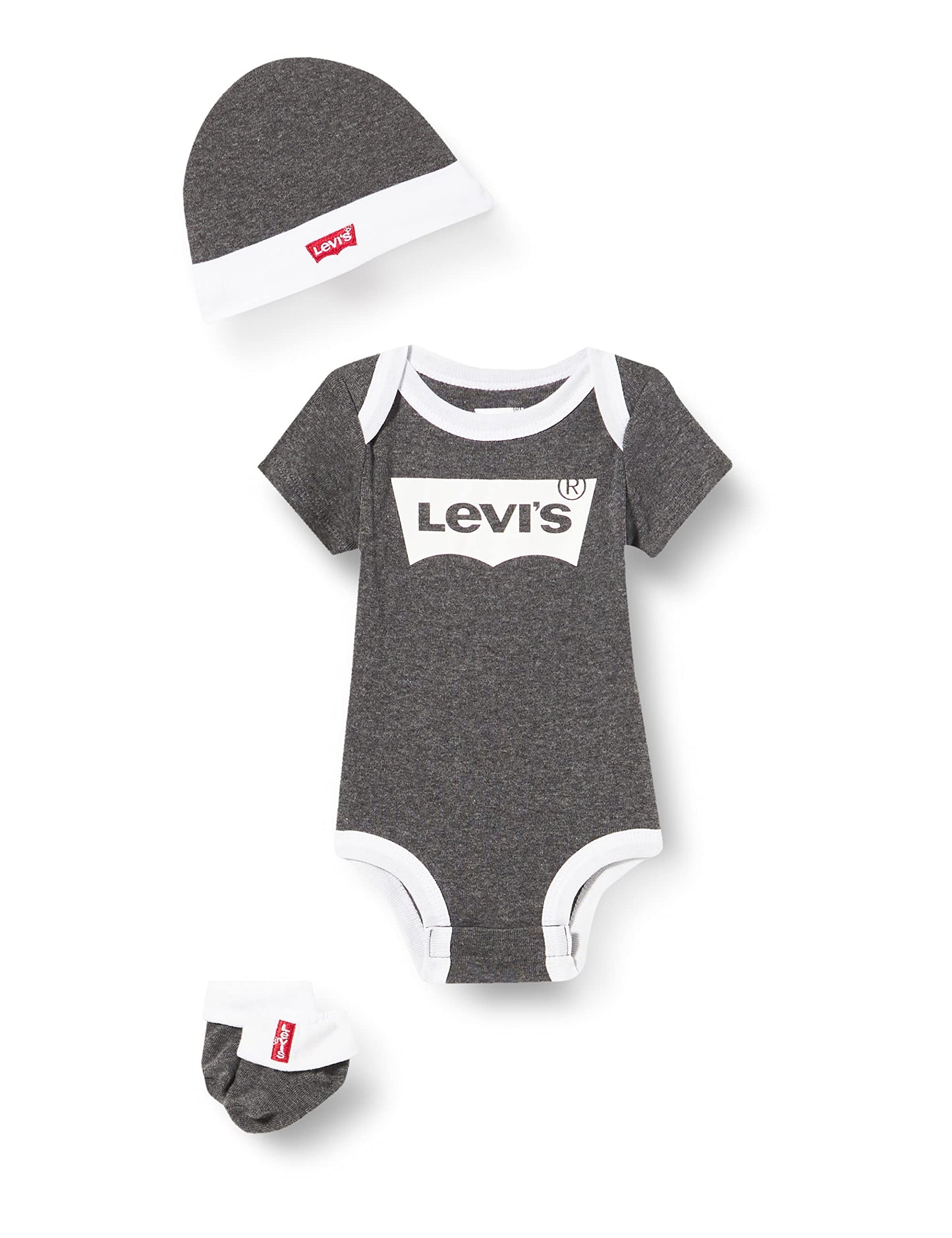 Levi's Classic Batwing Infant Hat Bodysuit Bootie Set 3pc Tutina per Bambino e Neonato Unisex-Bimbi