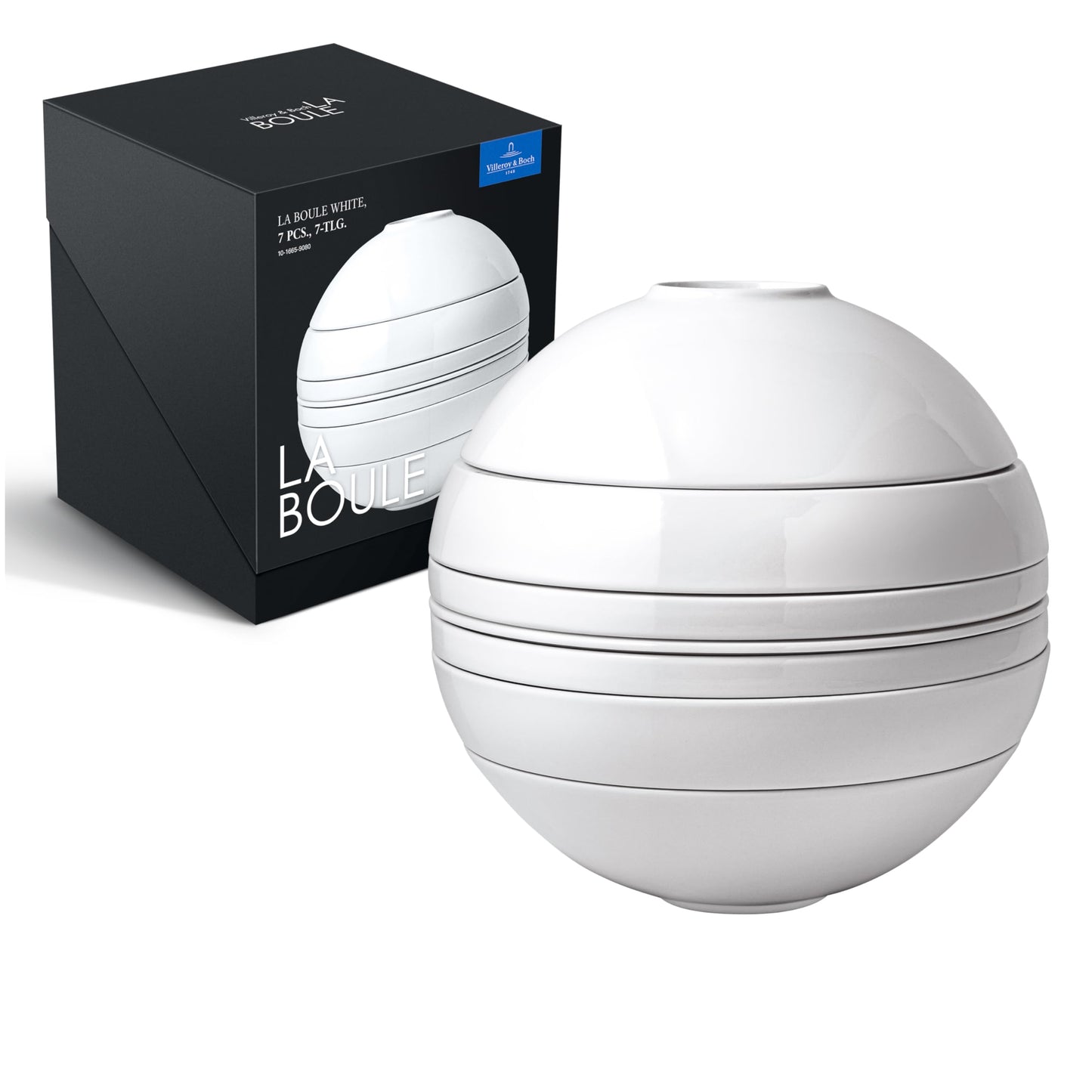 Villeroy & Boch - La Boule Black, set da tavola 7 pezzi per due persone, Porcellana Premium