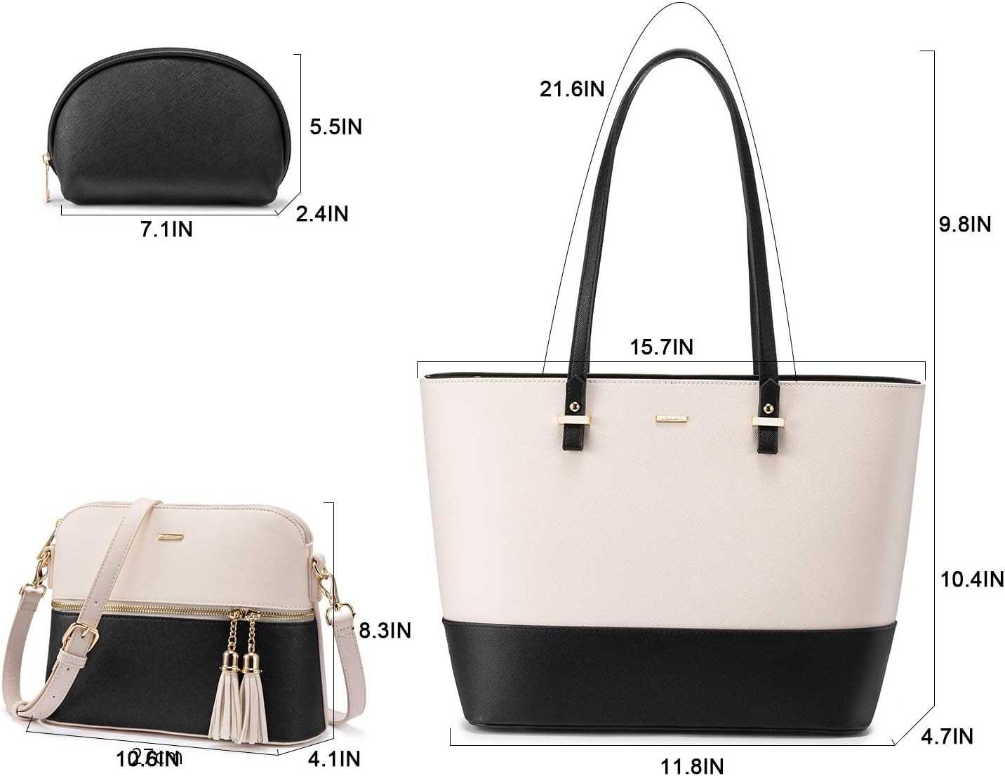 LOVEVOOK Borsa Donna Set Tracolla Spalla Borse a Mano Grande Progettista Medio Grande 3 Pezzi Tote Crossbody Clutch