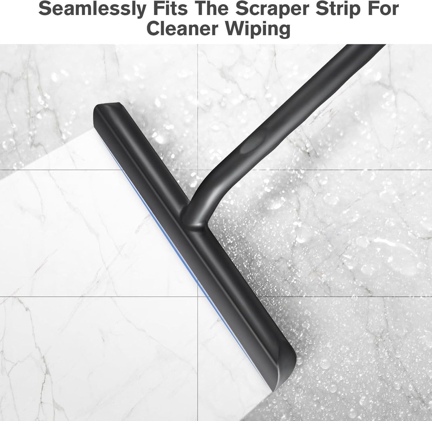 Tergivetro per Doccia, Lavavetri Doccia Senza Perforazione, Tira Acqua da Doccia con Gancio, Pulisci Vetro Doccia Anima Acciaio Inox per Finestre, Specchi, Bagno Pulire Superfici Lisce-21cm