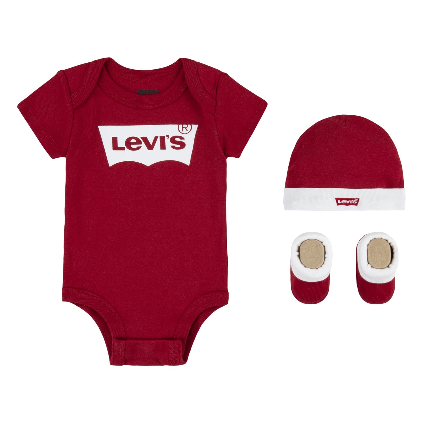 Levi's Classic Batwing Infant Hat Bodysuit Bootie Set 3pc Tutina per Bambino e Neonato Unisex-Bimbi