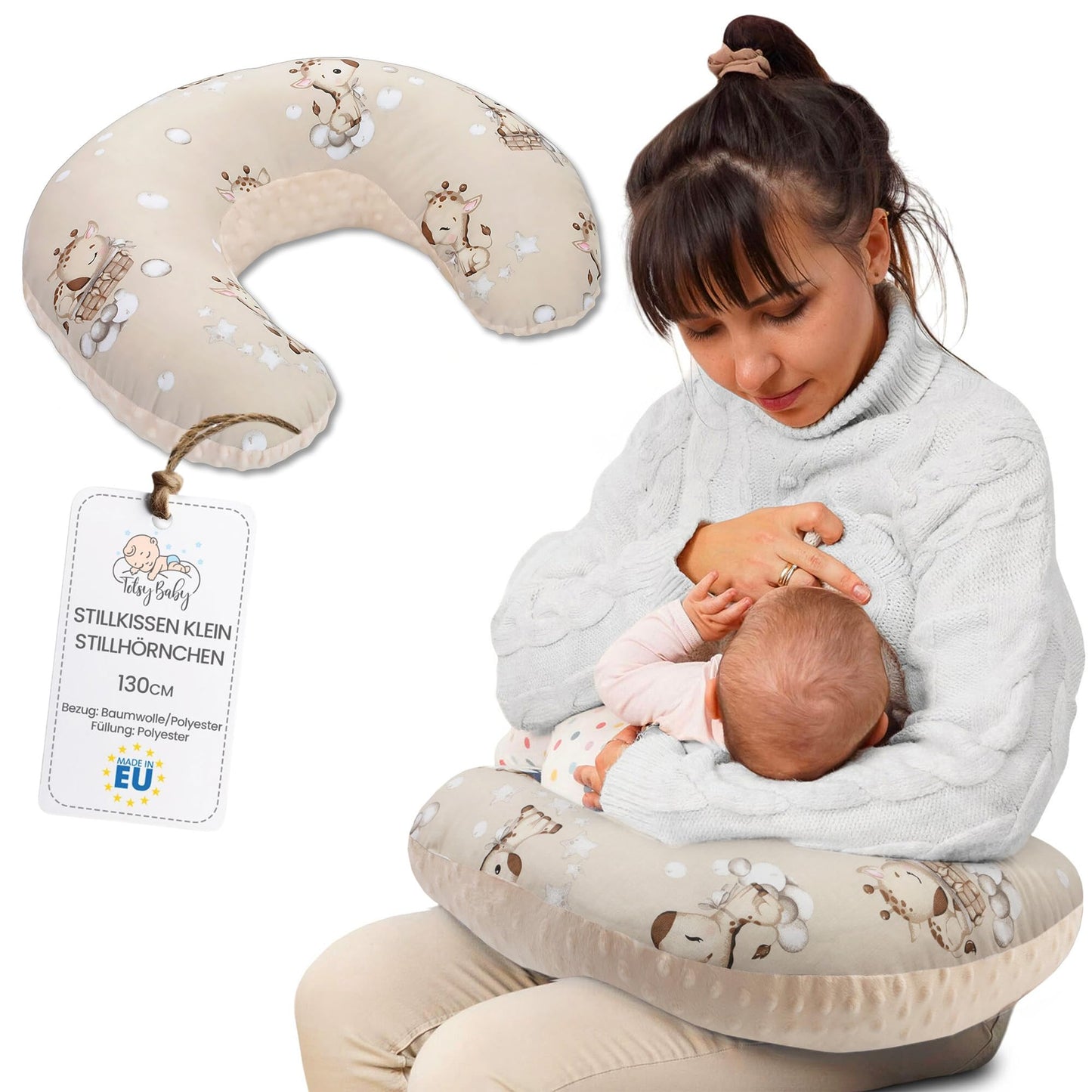 Cuscino allattamento e gravidanza Basic 130 cm - cuscini neonato per allattare e dormire accessori per mamma y bebe lavabile e multifunzione Orsacchiotti