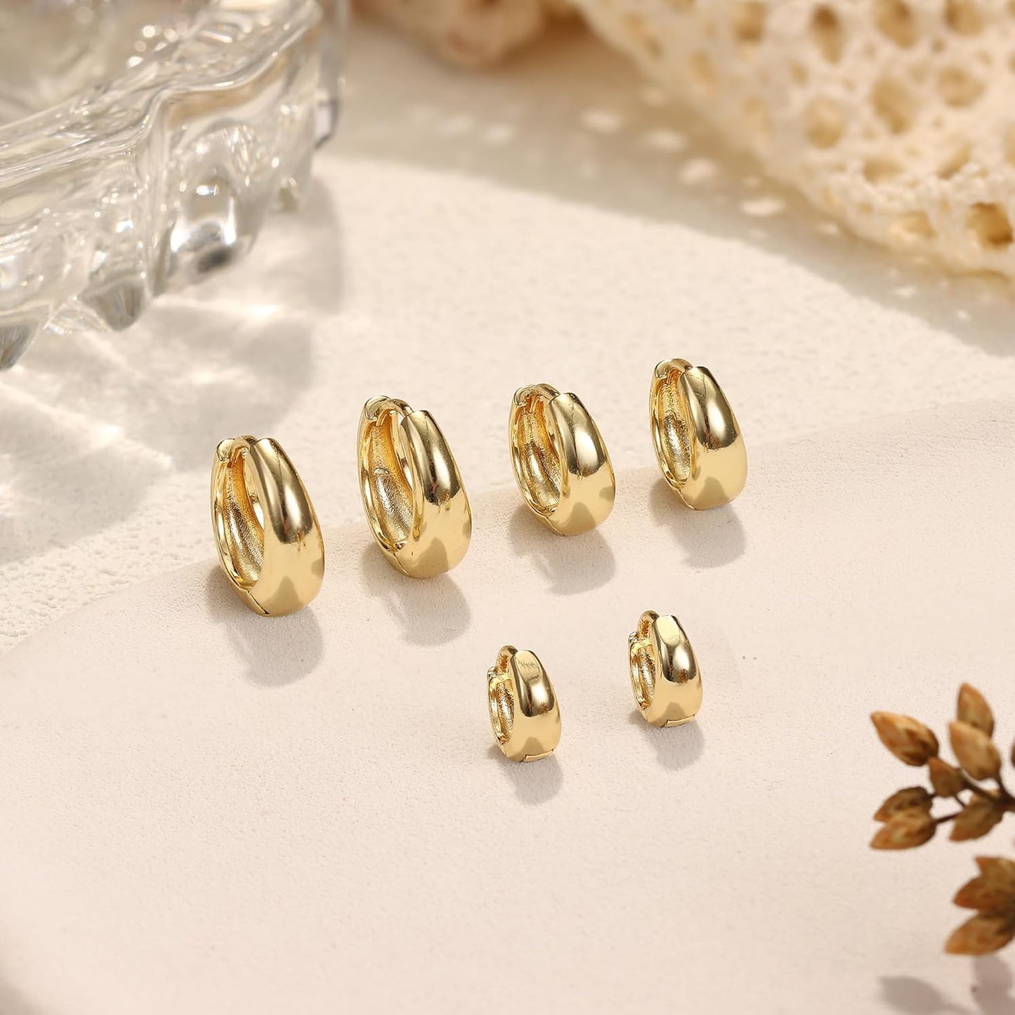 Chriscoco 3 Paia Orecchini Cerchio Donna Orecchini Cerchio Oro Placcato 14K Orecchini Cerchio Argento Ipoallergenico Orecchini a Cerchio Piccoli per Fori Multipli