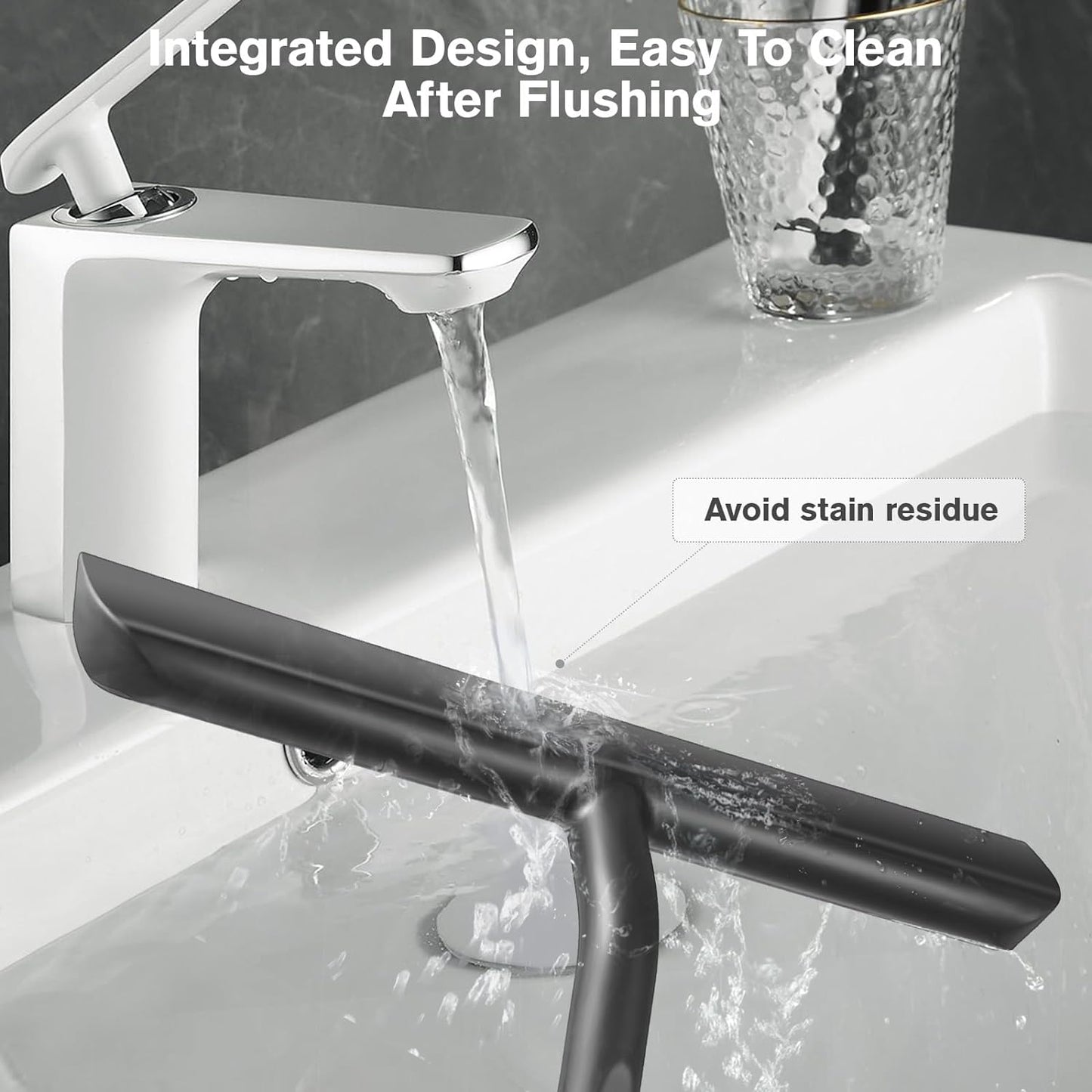 Tergivetro per Doccia, Lavavetri Doccia Senza Perforazione, Tira Acqua da Doccia con Gancio, Pulisci Vetro Doccia Anima Acciaio Inox per Finestre, Specchi, Bagno Pulire Superfici Lisce-21cm