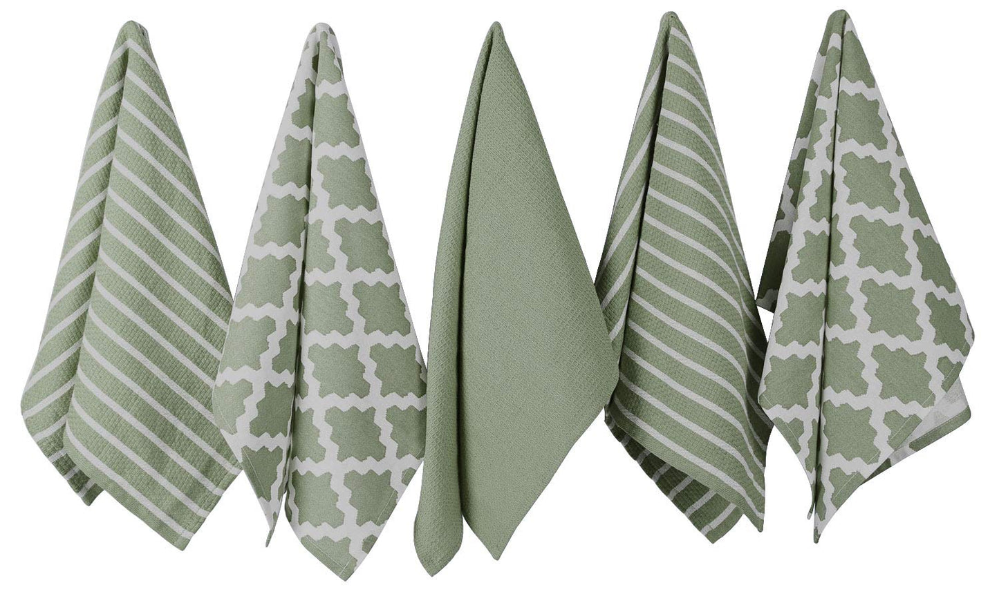 Penguin Home Premium Strofinaccio da cucina in puro cotone 100%, set di 5 asciugamani da cucina, set di asciugamani da cucina morbidi e resistenti, lavabile in lavatrice, 65 x 45 cm, colore - Grigio