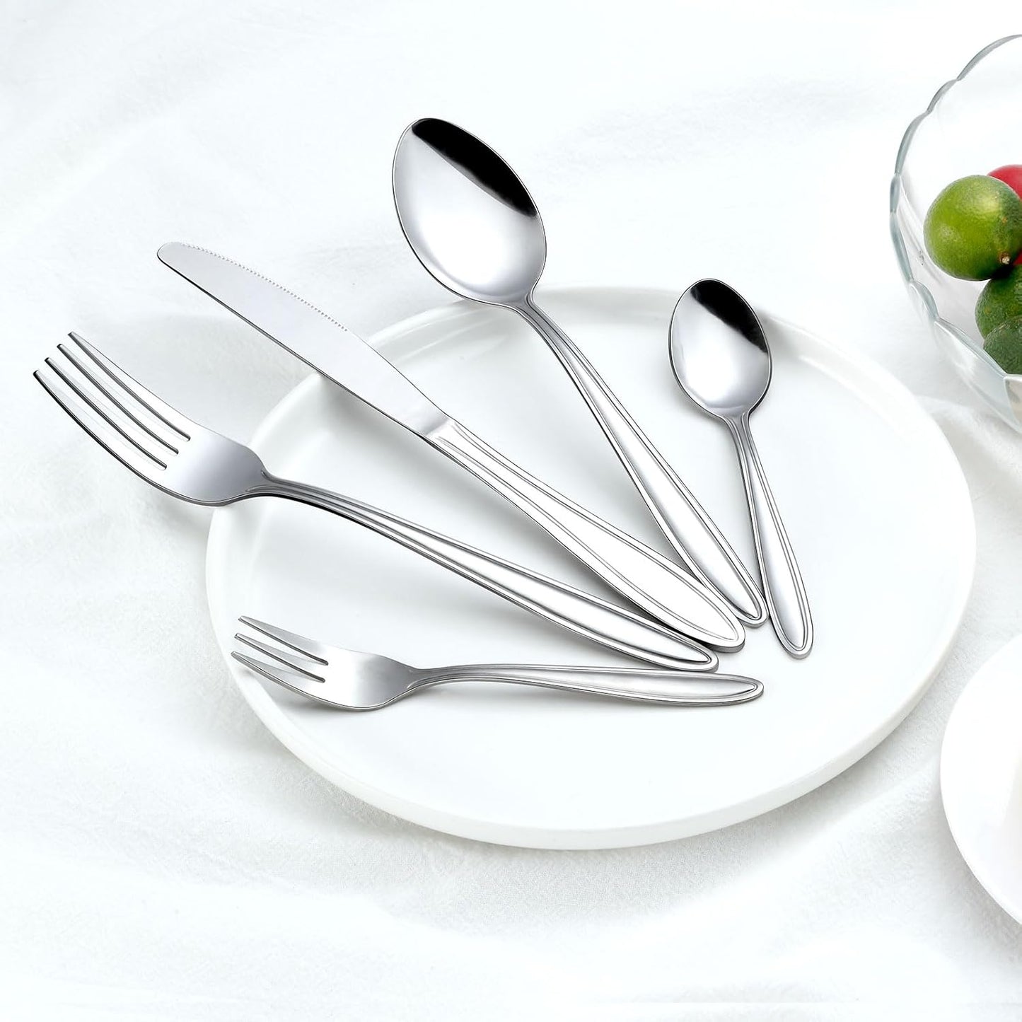 Set Posate, Gymdin Posate Acciaio Inox 12 Persone, Set Posate 72 Pezzi, Set di Posate di Alta Qualità con Coltello da Bistecca, Coltello, Forchetta, Cucchiaio, Elegante Acciaio Inossidabile