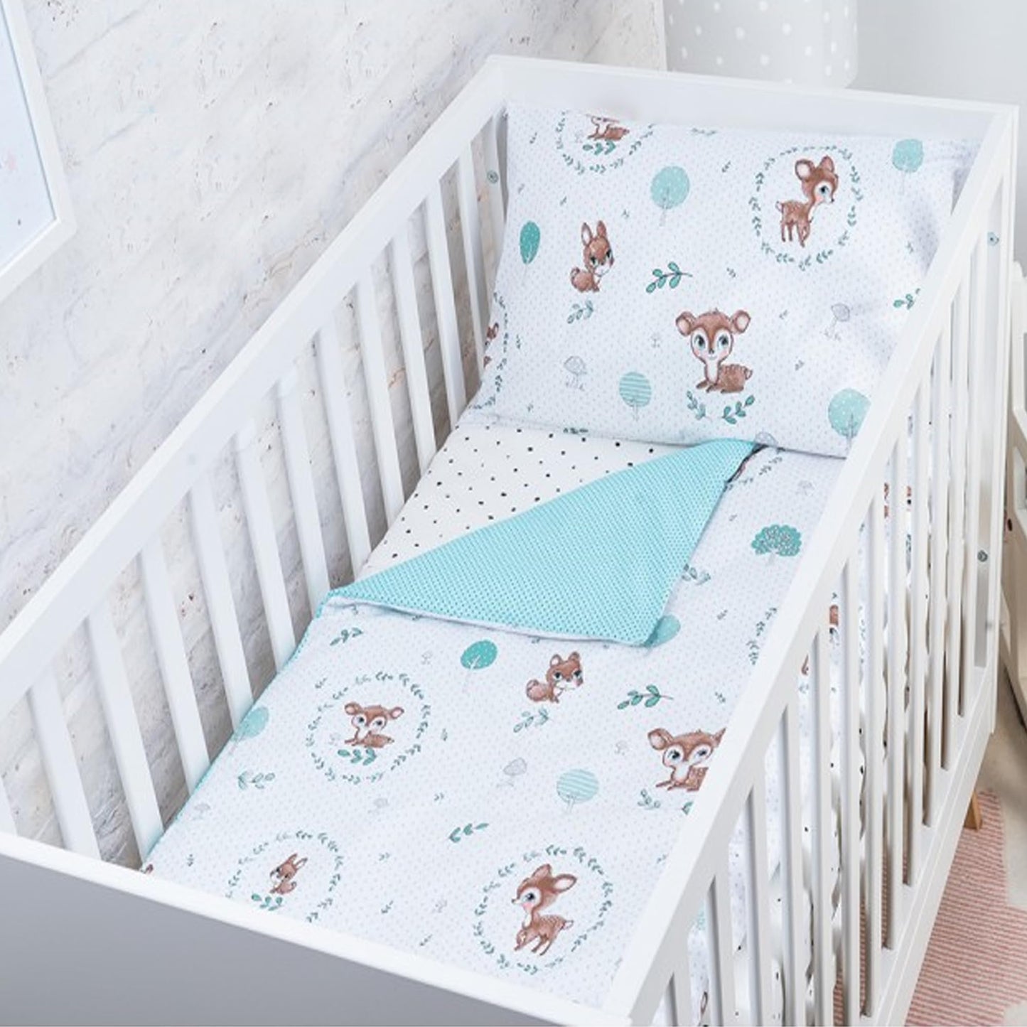Baby Safe Copripiumino Lettino Neonato 120 x 90 cm copripiumino culla 100% cotone biologico Certificato OEKO-TEX lenzuola letto singolo bambino set biancheria da letto Cactus