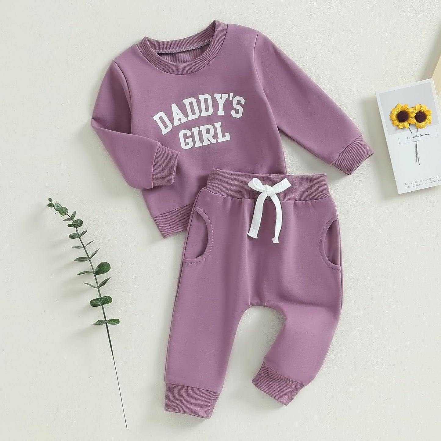 Vestiti per Bambina Felpa Manica Lunga+ Pantaloni Due Pezzi Completini Bimba Daddy's Girl Set di Tuta Carina per Bambine